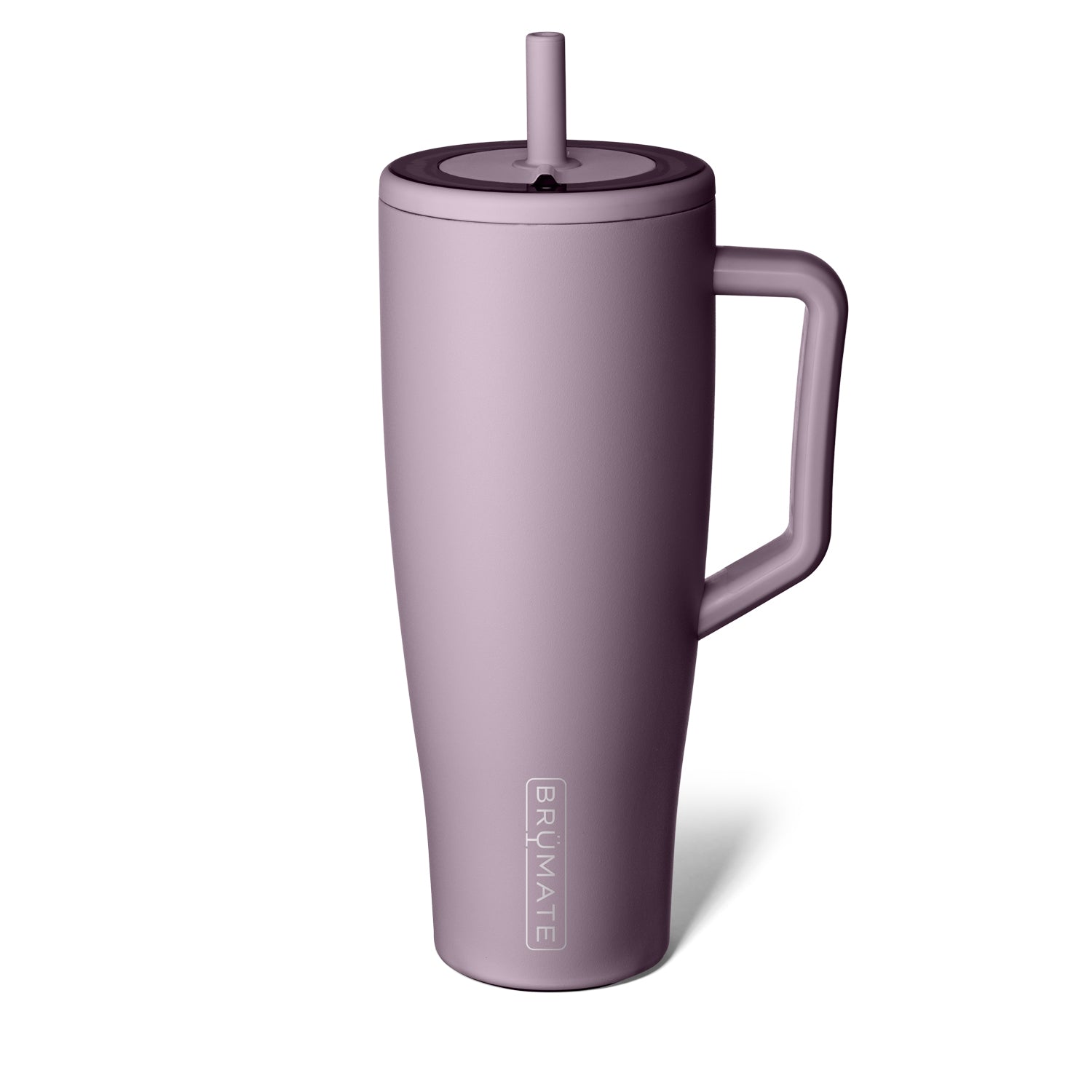 40oz travel friendly dark purple tumbler with a leakproof straw