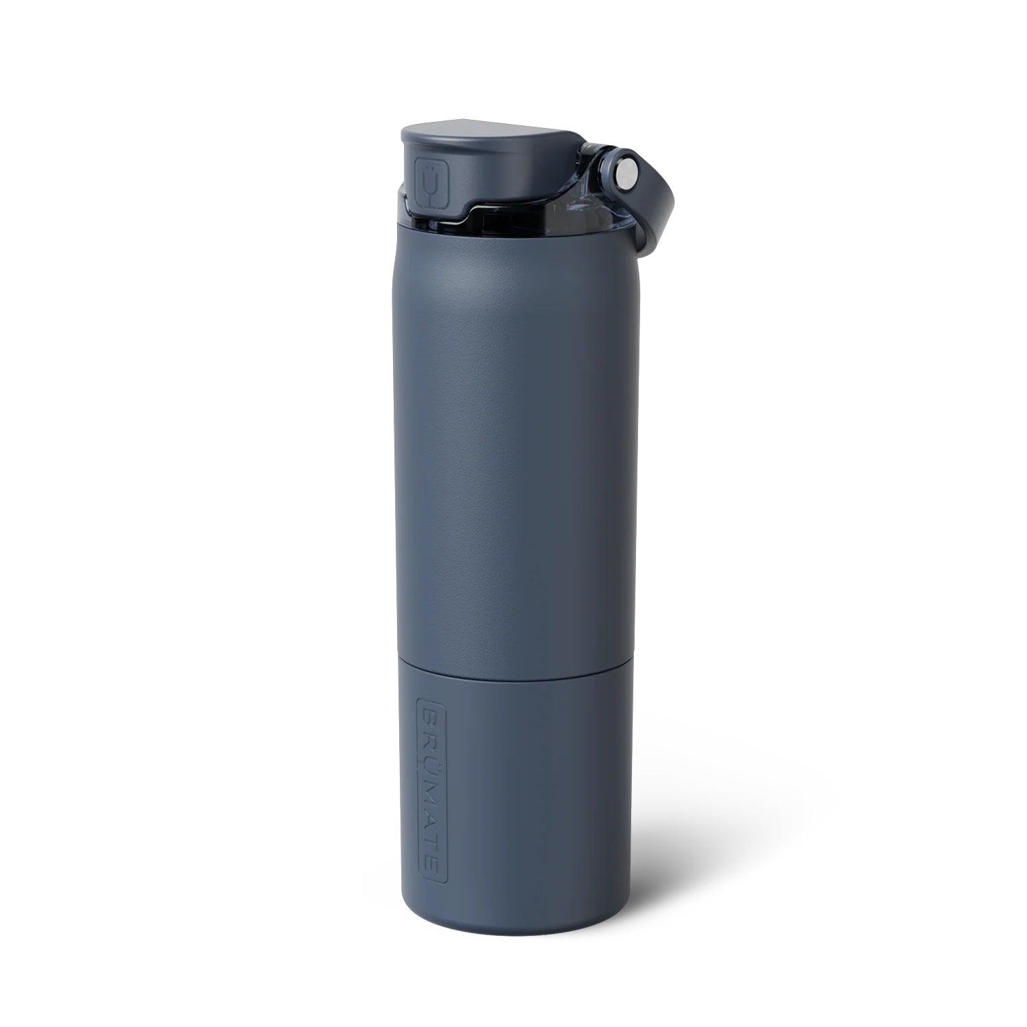 BruMate Rise 25oz leakproof water bottle in a Nightfall Blue colour, shown standing upright with its MagFlip™ lid closed.