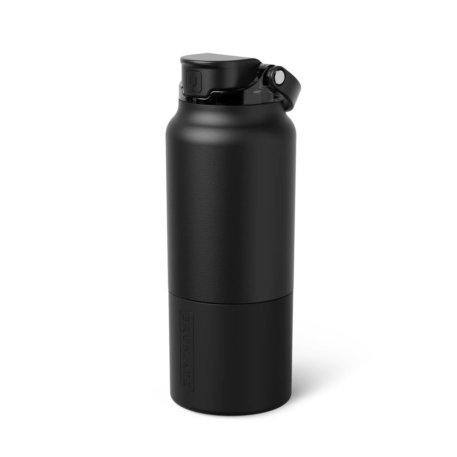 BruMate Rise 35oz leakproof water bottle in a Matte Black colour, shown standing upright with its MagFlip™ lid closed.