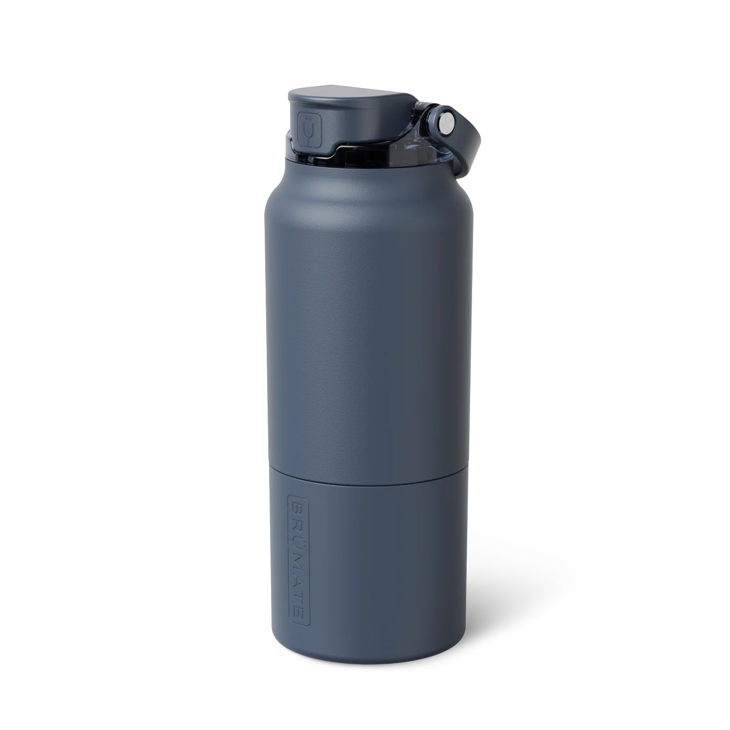 BruMate Rise 35oz leakproof water bottle in a Nightfall Blue colour, shown standing upright with its MagFlip™ lid closed.