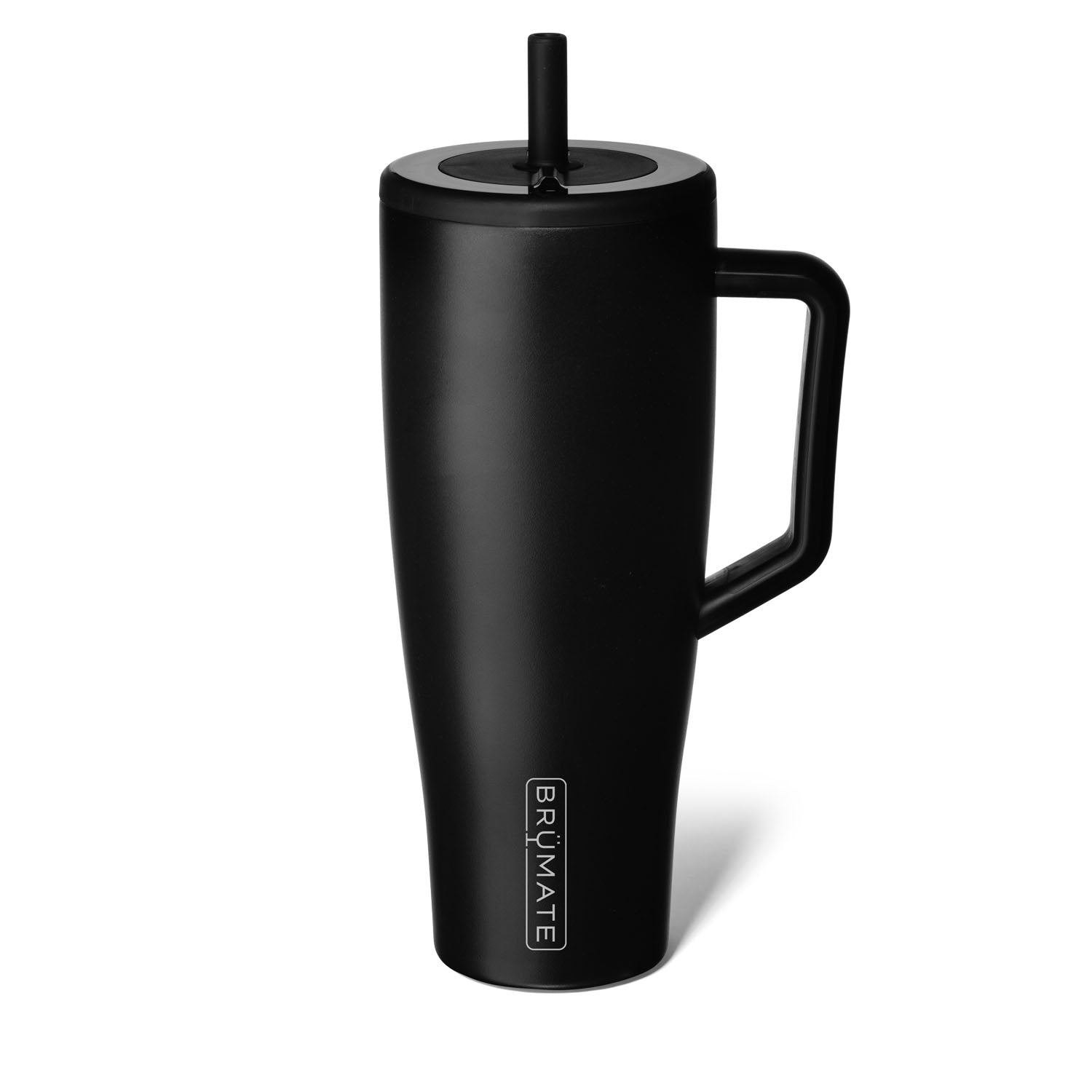 matte black 40oz Era cup with a rubber grip and a straw